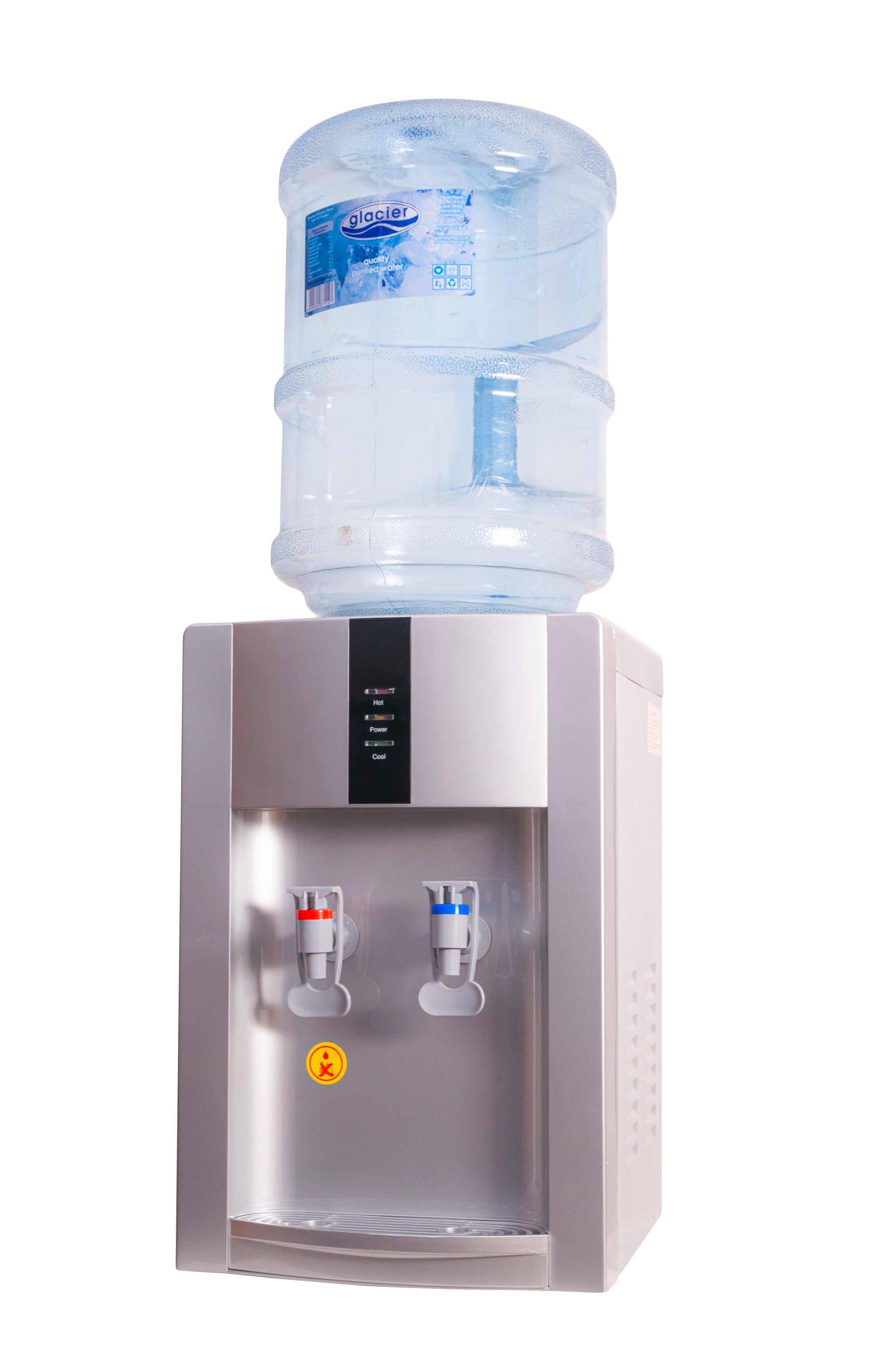 Desk Top Hot & Cold Water Dispenser Silver + 20L Poly-carbon Water Bottle