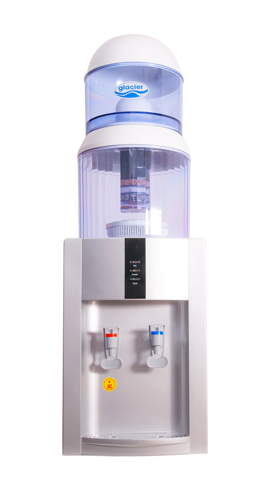 Desk Top Water Dispenser- Silver Plus Water Filtration System on Top