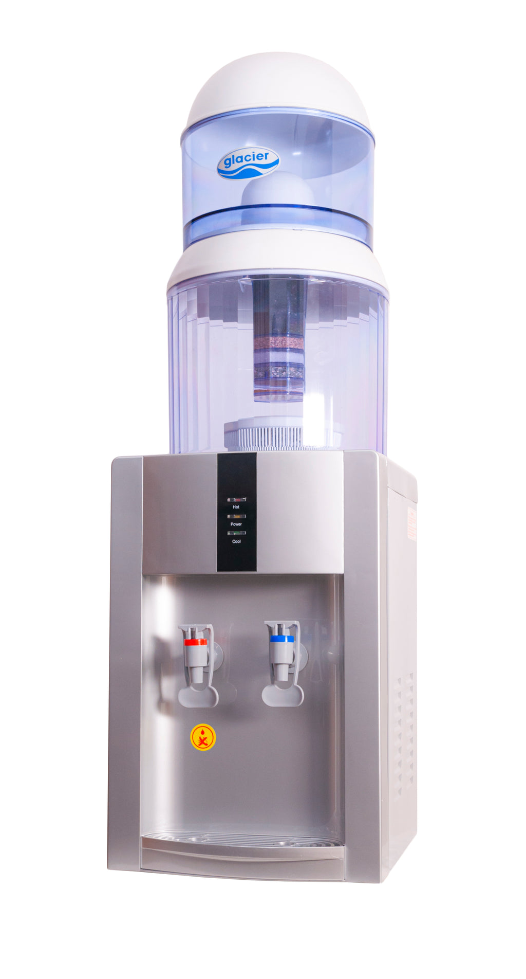 Desk Top Water Dispenser- Silver Plus Water Filtration System on Top