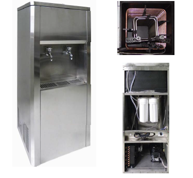 Industrial 80 Liter Per Hour Stainless Steel Water Fountain Unit with two Taps